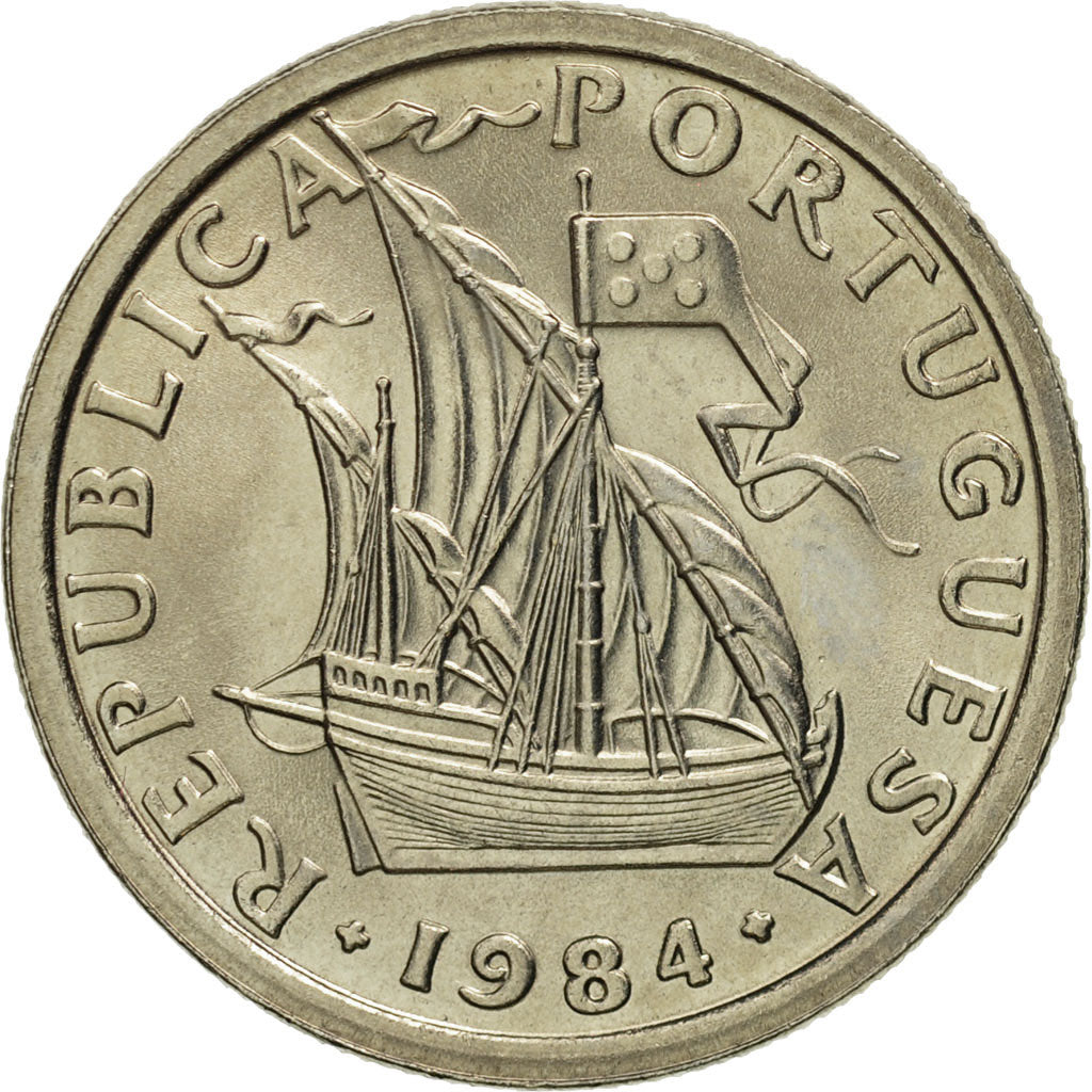 Portugal, 2-1/2 Escudos, 1984, MS(65-70), Copper-nickel, KM:590