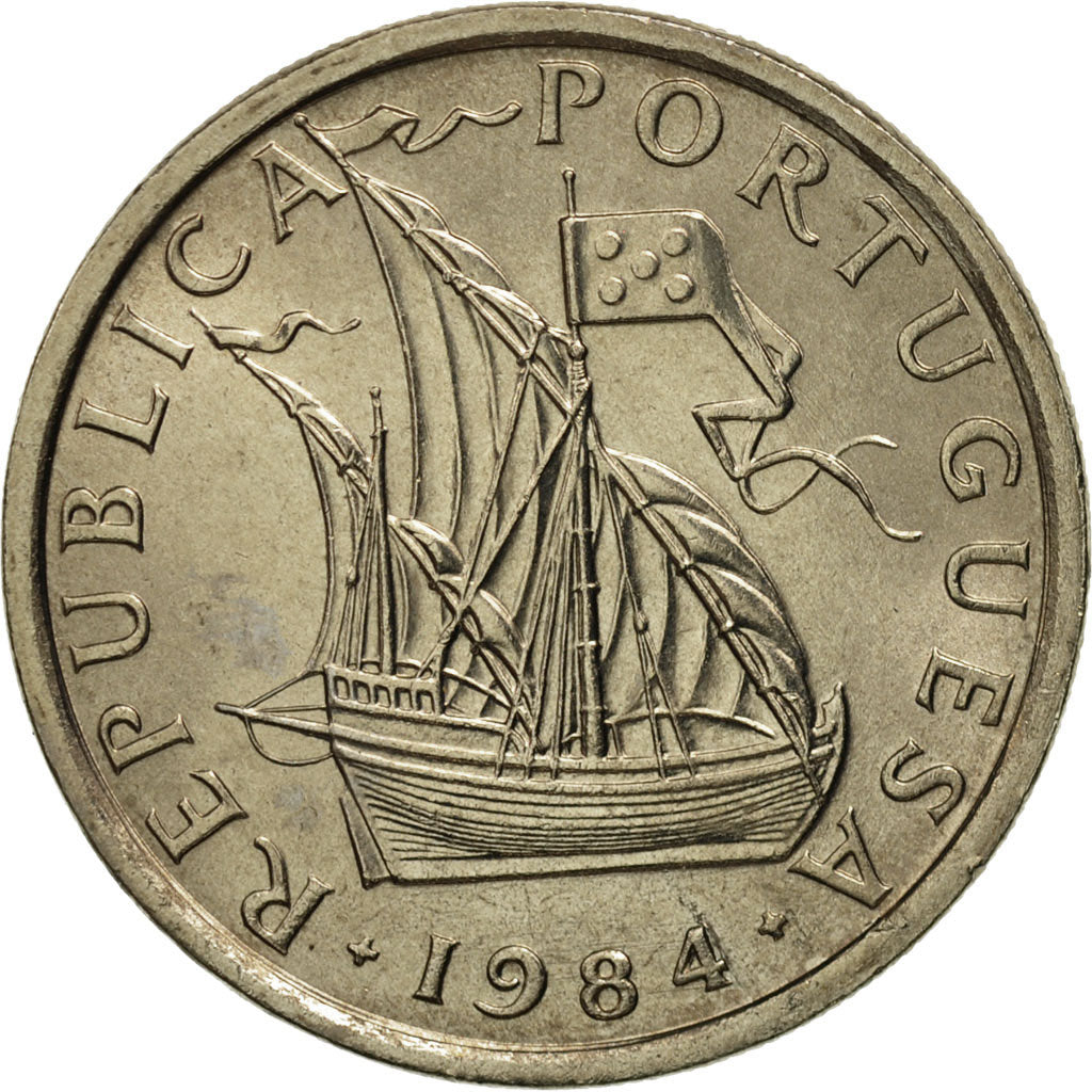 Portugal, 5 Escudos, 1984, MS(65-70), Copper-nickel, KM:591