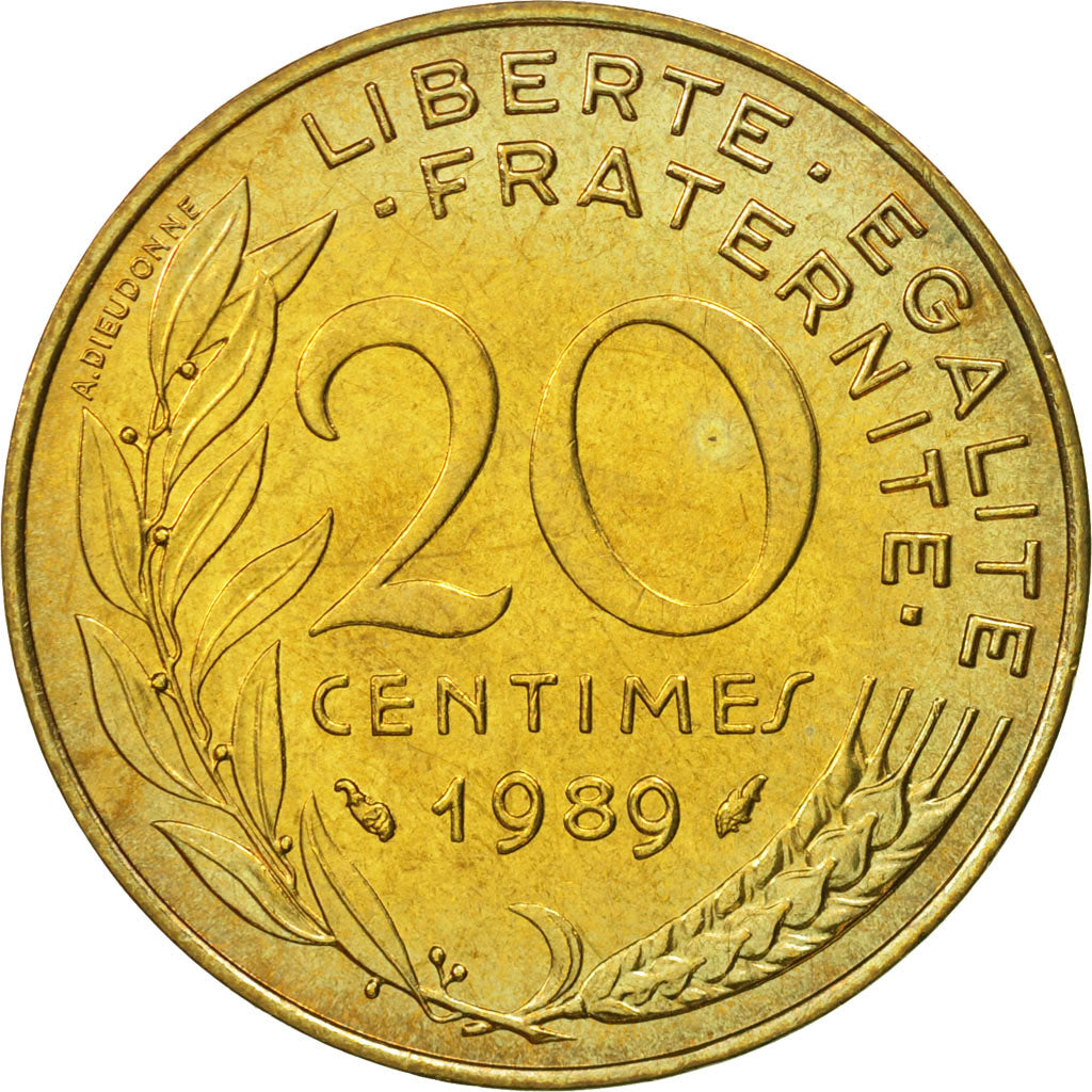 Coin, France, Marianne, 20 Centimes, 1989, Paris, MS(65-70), Aluminum-Bronze