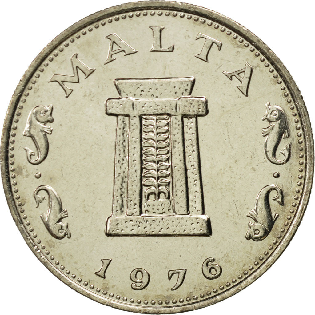 Coin, Malta, 5 Cents, 1976, British Royal Mint, MS(65-70), Copper-nickel, KM:10