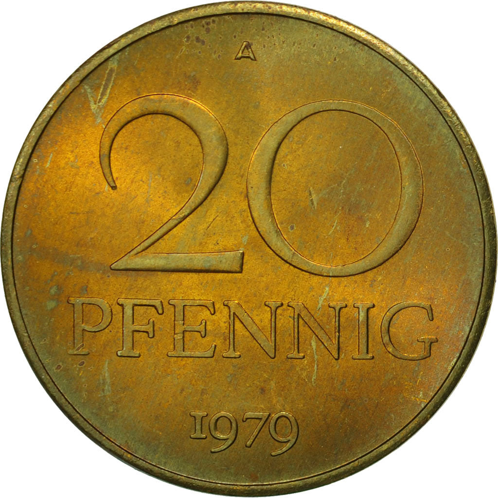 Coin, GERMAN-DEMOCRATIC REPUBLIC, 20 Pfennig, 1979, Berlin, MS(63), Brass, KM:11