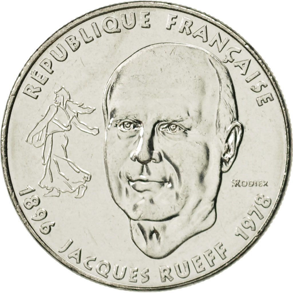 Monnaie, France, Jacques Rueff, Franc, 1996, Paris, SPL, Nickel, KM:1160