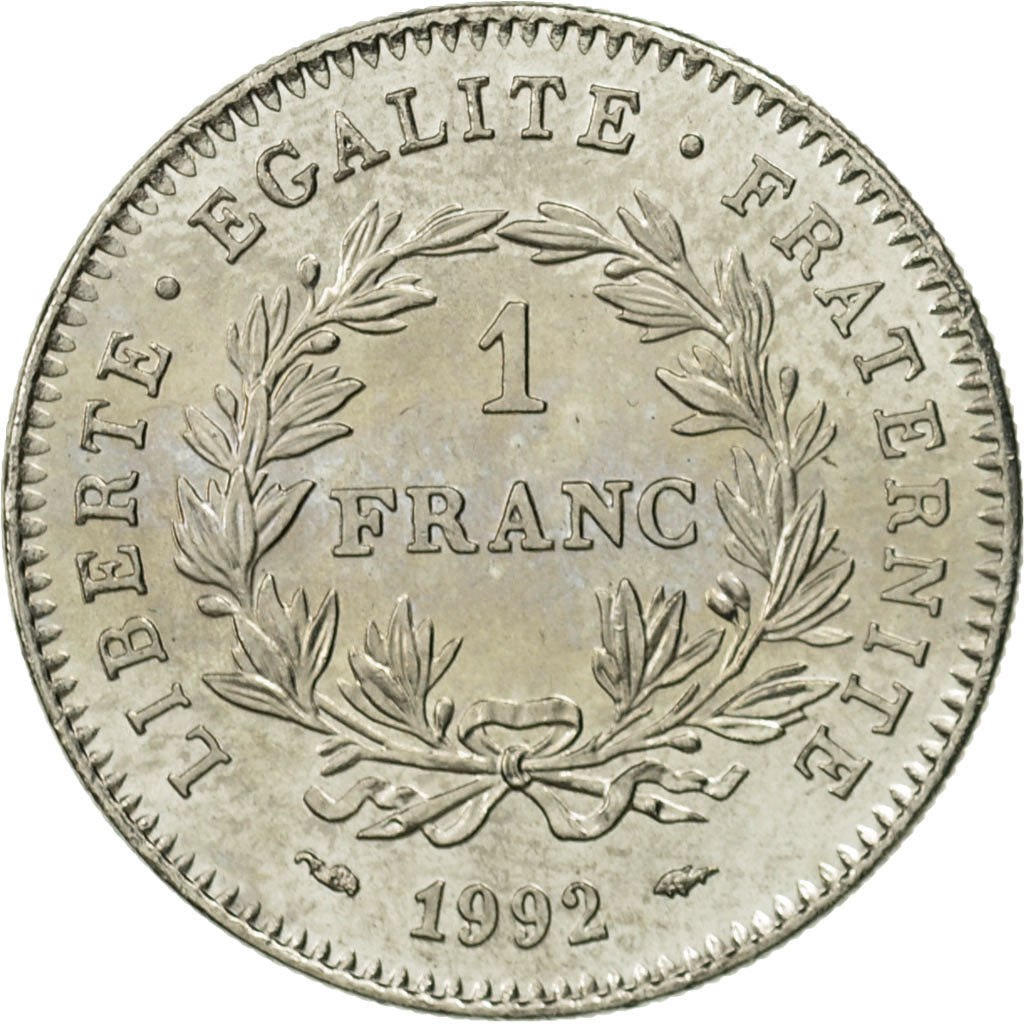 Coin, France, République, Franc, 1992, Paris, MS(63), Nickel, KM:1004.1
