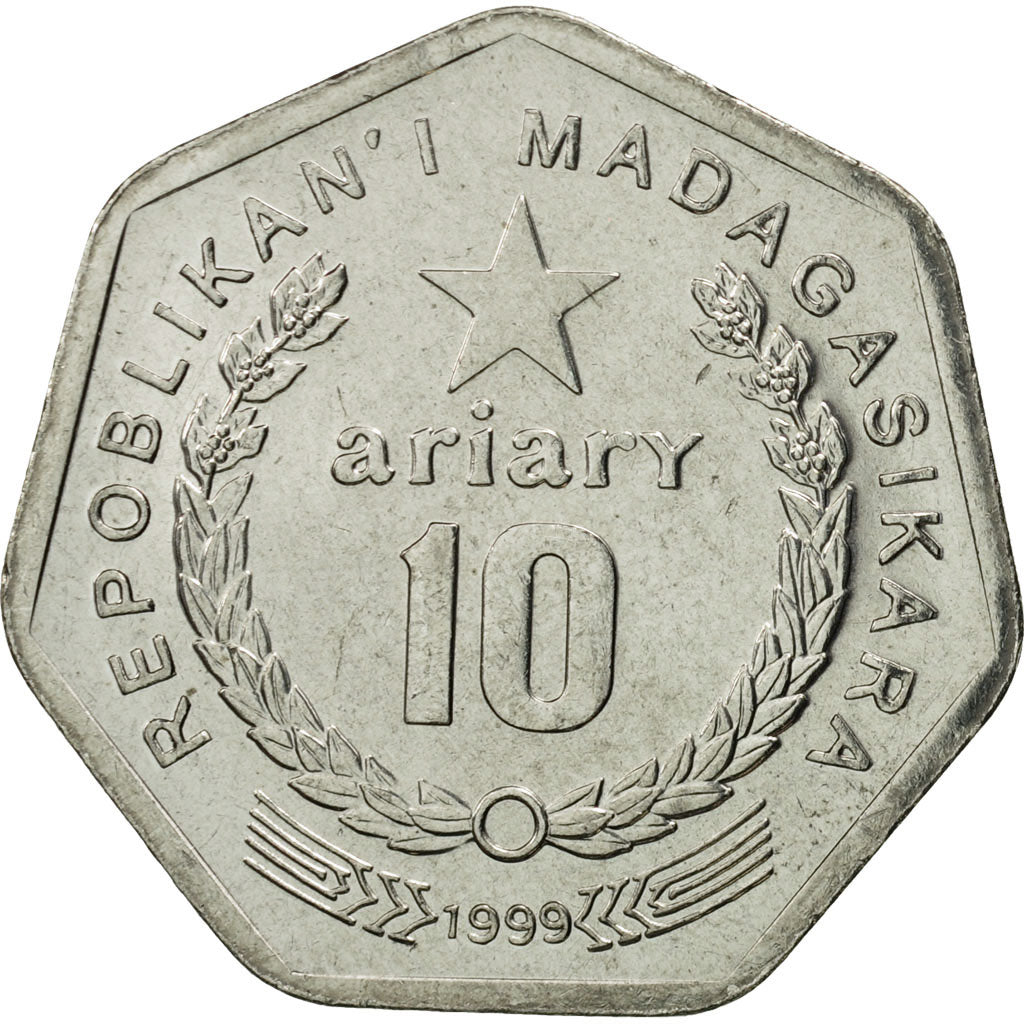 Madagascar, 10 Ariary, 1999, Royal Canadian Mint, MS(65-70), Stainless Steel