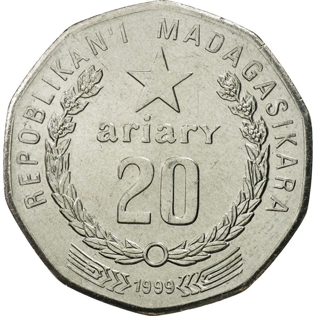 Madagascar, 20 Ariary, 1999, Royal Canadian Mint, FDC, Acciaio ricoperto in