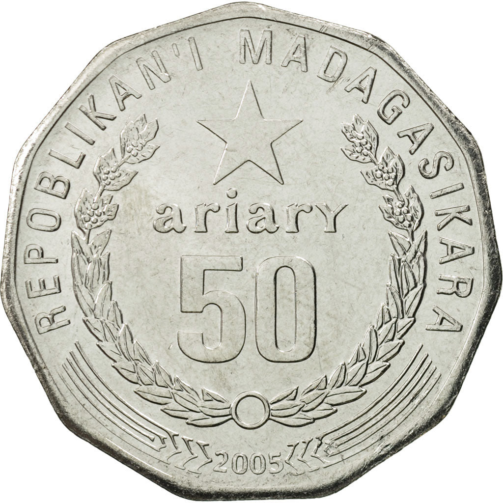 Madagascar, 50 Ariary, 2005, Royal Canadian Mint, MS(65-70), Stainless Steel