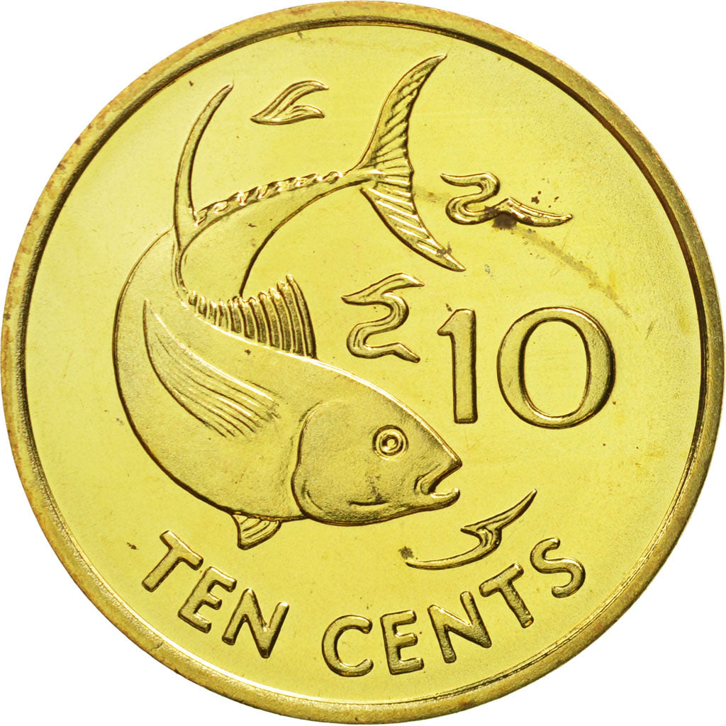 Seychelles, 10 Cents, 2007, Pobjoy Mint, MS(65-70), Brass plated steel, KM:48a