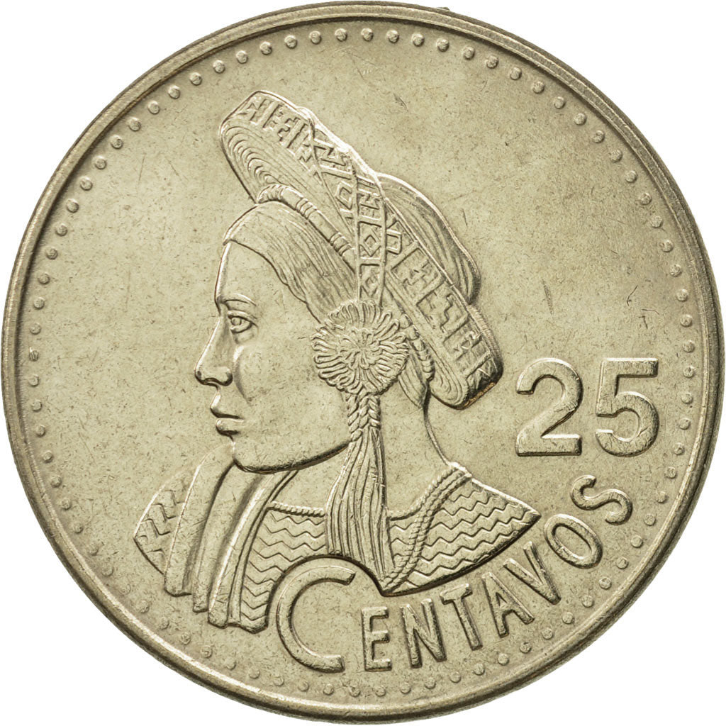 Coin, Guatemala, 25 Centavos, 1998, MS(65-70), Copper-nickel, KM:278.6