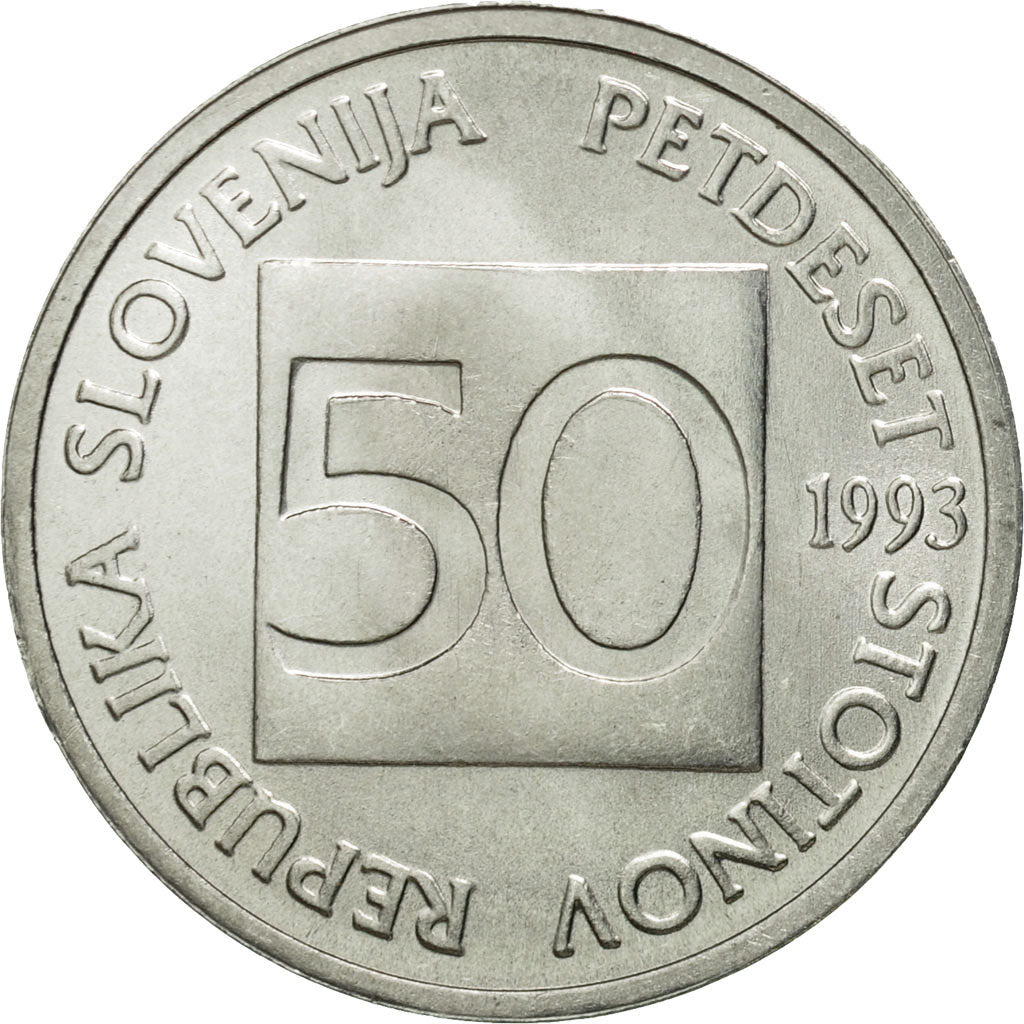 Coin, Slovenia, 50 Stotinov, 1993, MS(65-70), Aluminum, KM:3