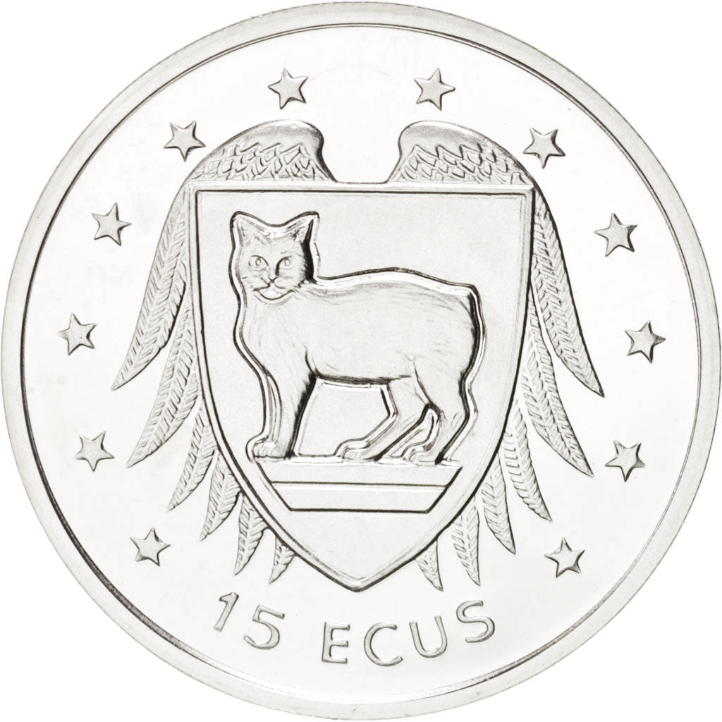ISLE OF MAN, 15 ECUs, 1994, Pobjoy Mint, KM #711, MS(65-70), Silver, 30, 10.00