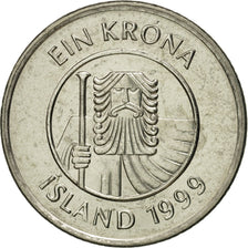 Iceland, Krona, 1999, MS(65-70), Nickel plated steel, KM:27A