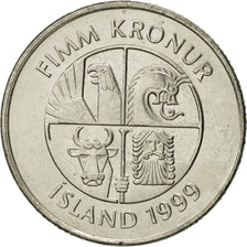 Iceland, 5 Kronur, 1999, MS(65-70), Nickel plated steel, KM:28a