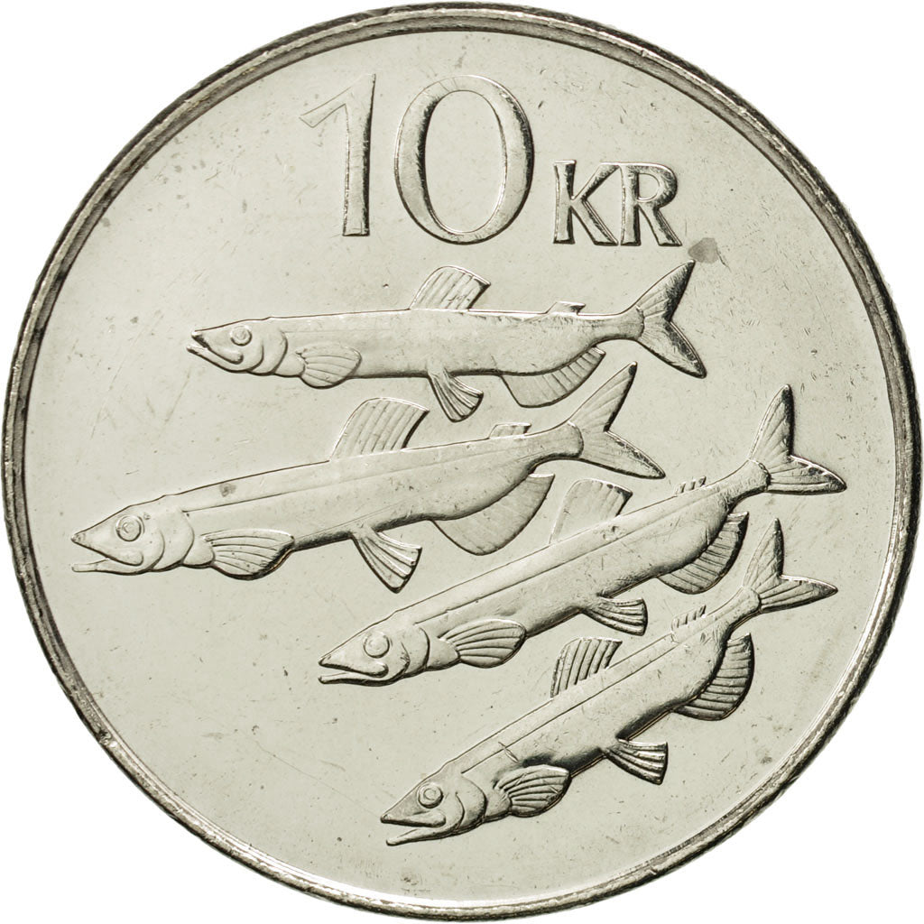 Iceland, 10 Kronur, 1996, MS(65-70), Nickel plated steel, KM:29.1a