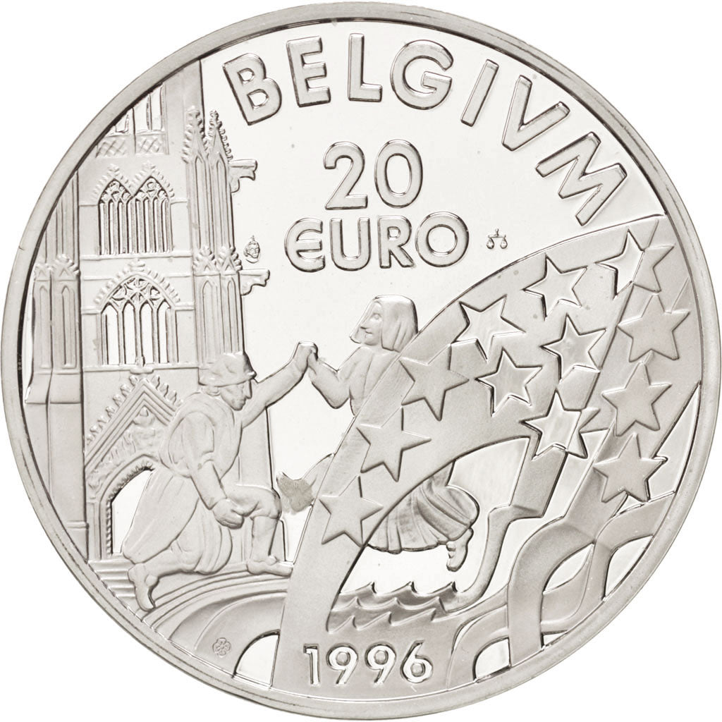 Belgium, 20 Euro, 1996, MS(65-70), Silver, 22.85