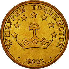 Coin, Tajikistan, 10 Drams, 2001, St. Petersburg, MS(65-70), Brass Clad Steel