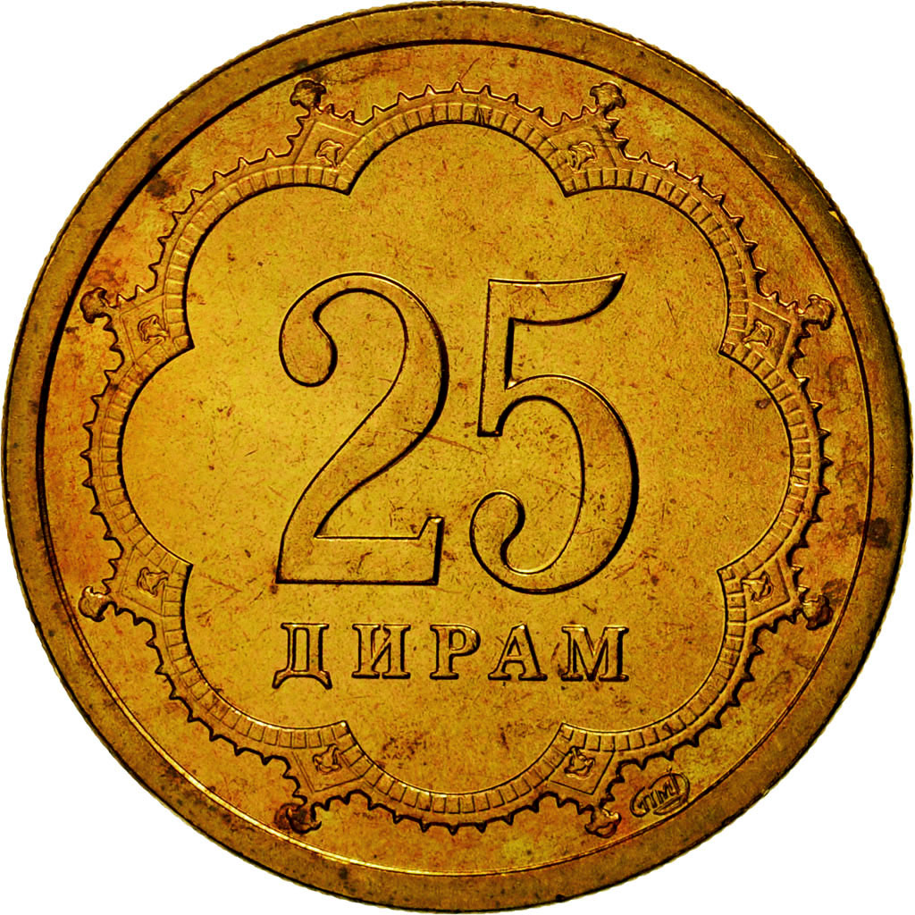 Monnaie, Tajikistan, 25 Drams, 2001, St. Petersburg, FDC, Laiton, KM:5.1