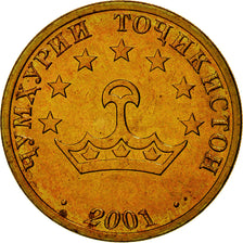 Coin, Tajikistan, 50 Drams, 2001, St. Petersburg, MS(65-70), Brass, KM:6.1