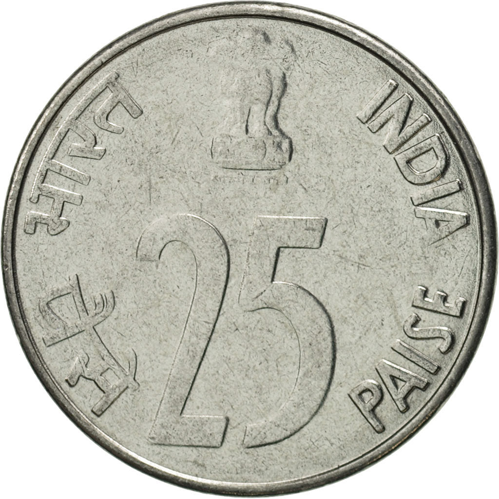 Coin, INDIA-REPUBLIC, 25 Paise, 2000, MS(65-70), Stainless Steel, KM:54