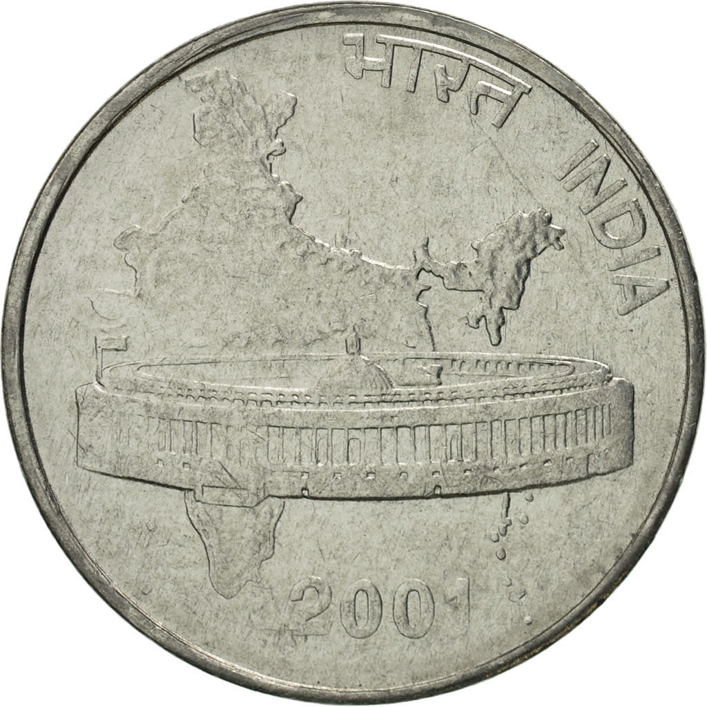 Coin, INDIA-REPUBLIC, 50 Paise, 2001, MS(65-70), Stainless Steel, KM:69