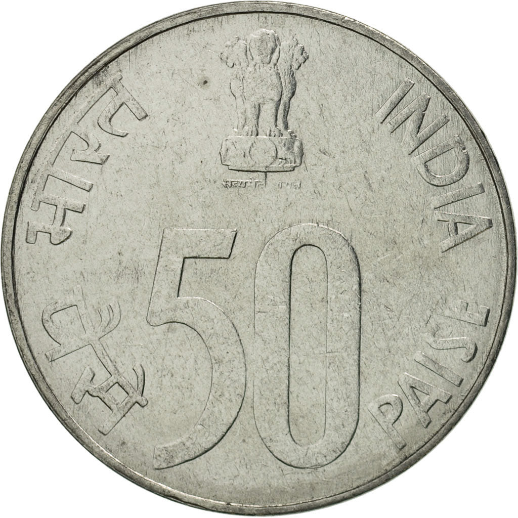 Coin, INDIA-REPUBLIC, 50 Paise, 2001, MS(65-70), Stainless Steel, KM:69