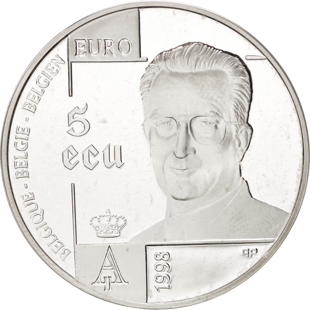 BELGIUM, 5 ECU, 1998, KM #221, MS(65-70), Silver, 37, 22.85