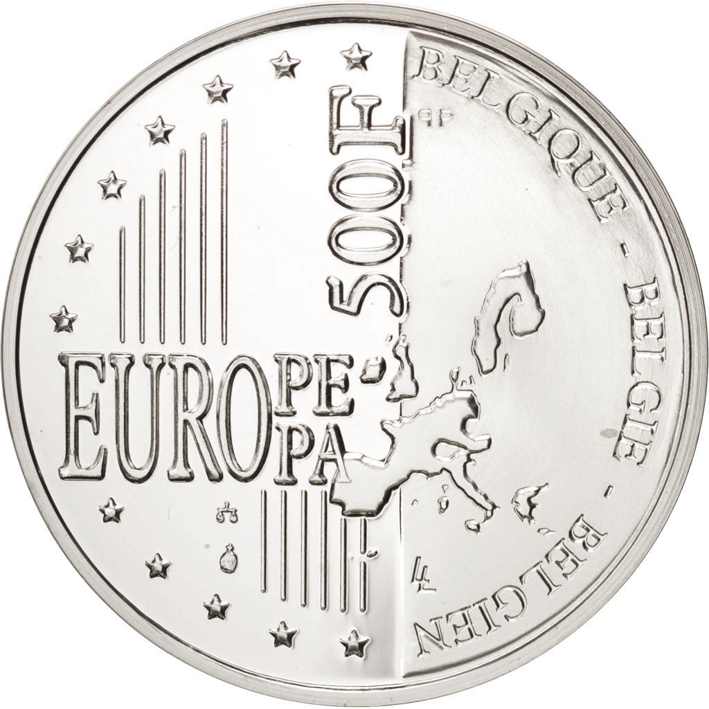 BELGIUM, 500 Francs, 500 Frank, 2000, KM #219, MS(65-70), Silver, 37, 22.85