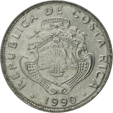 Coin, Costa Rica, 50 Centimos, 1990, MS(65-70), Stainless Steel, KM:209.2