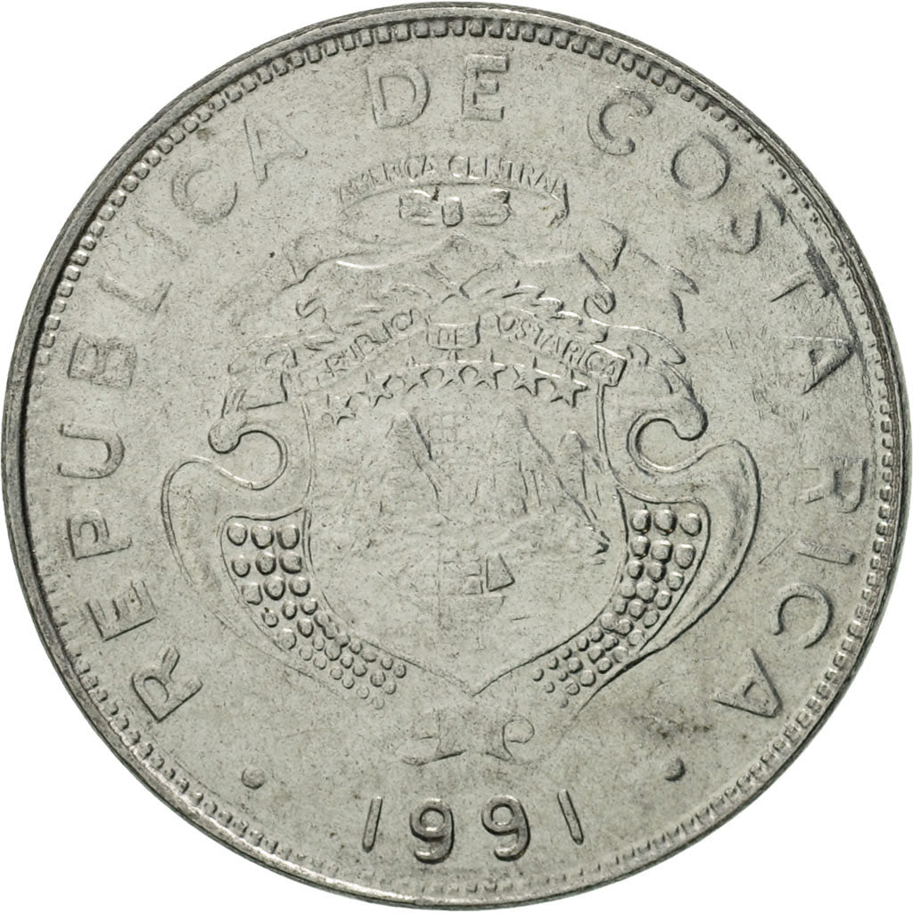 Coin, Costa Rica, Colon, 1991, MS(65-70), Stainless Steel, KM:210.1