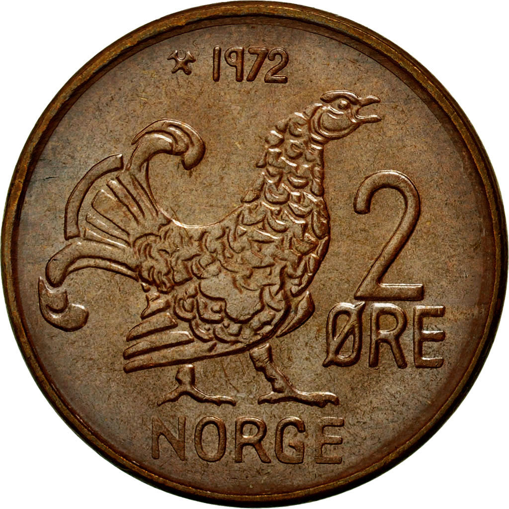 Coin, Norway, Olav V, 2 Öre, 1972, MS(65-70), Bronze, KM:410