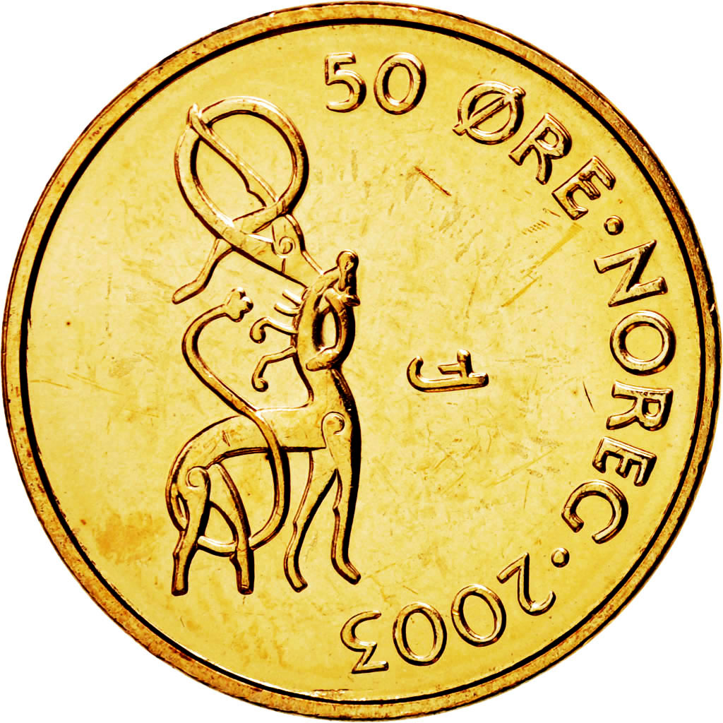 Coin, Norway, Harald V, 50 Öre, 2003, MS(65-70), Bronze, KM:460