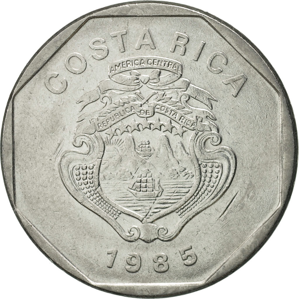 Costa Rica, 10 Colones, 1985, MS(65-70), Stainless Steel, KM:215.2
