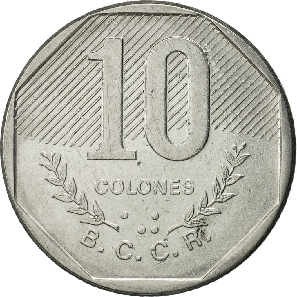 Costa Rica, 10 Colones, 1985, MS(65-70), Stainless Steel, KM:215.2