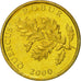 Croatia, 5 Lipa, 2000, MS(65-70), Brass plated steel, KM:15