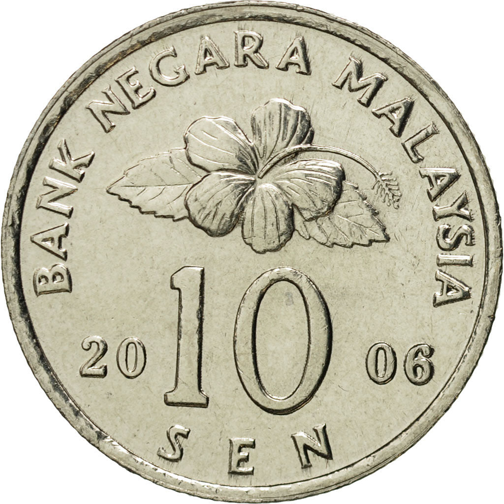 Coin, Malaysia, 10 Sen, 2006, MS(65-70), Copper-nickel, KM:51