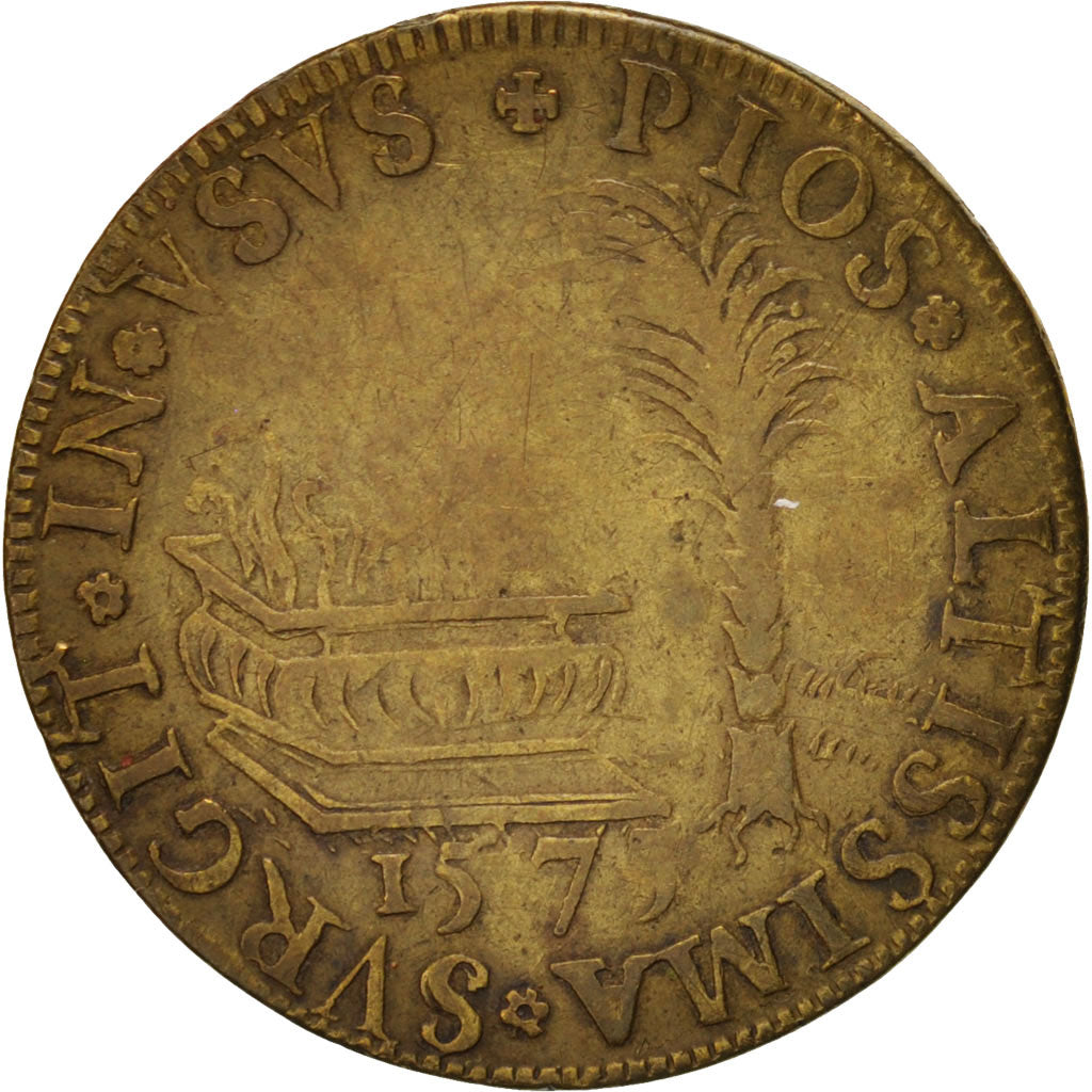 France, Royal, Jeton, 1575, EF(40-45), Brass, Feuardent #9281, 4.52