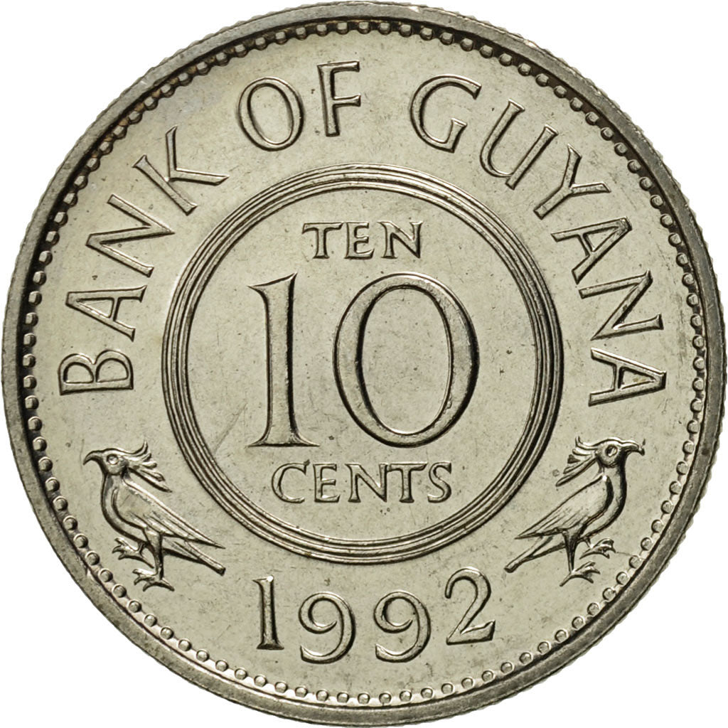 Coin, Guyana, 10 Cents, 1992, MS(65-70), Copper-nickel, KM:33