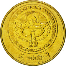 Coin, KYRGYZSTAN, 50 Tiyin, 2008, Paris, MS(65-70), Brass plated steel, KM:13
