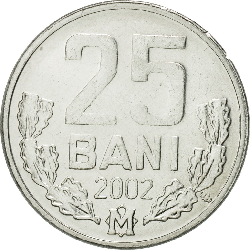 Coin, Moldova, 25 Bani, 2002, MS(65-70), Aluminum, KM:3