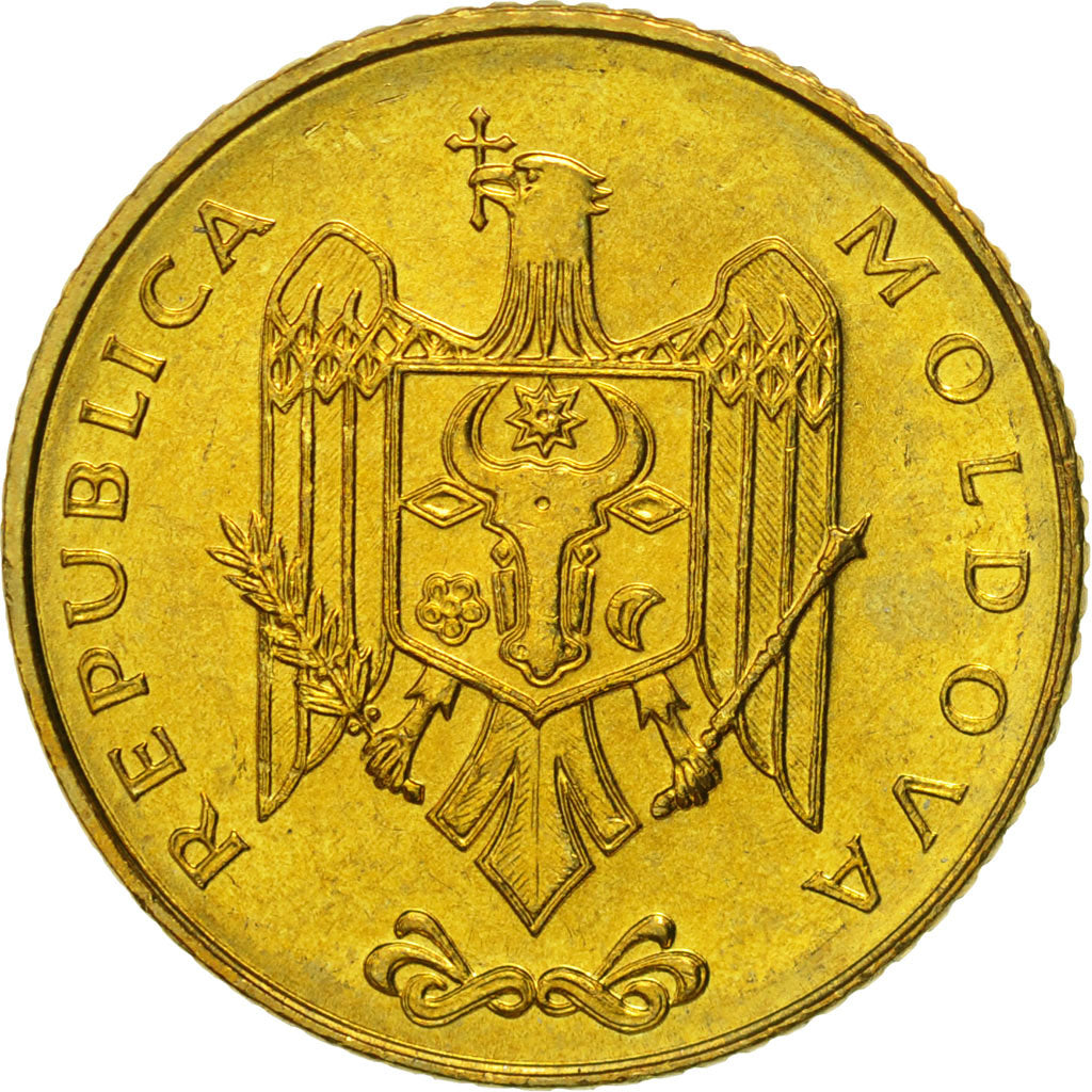 Moldova, 50 Bani, 1997, MS(65-70), Brass Clad Steel, KM:10