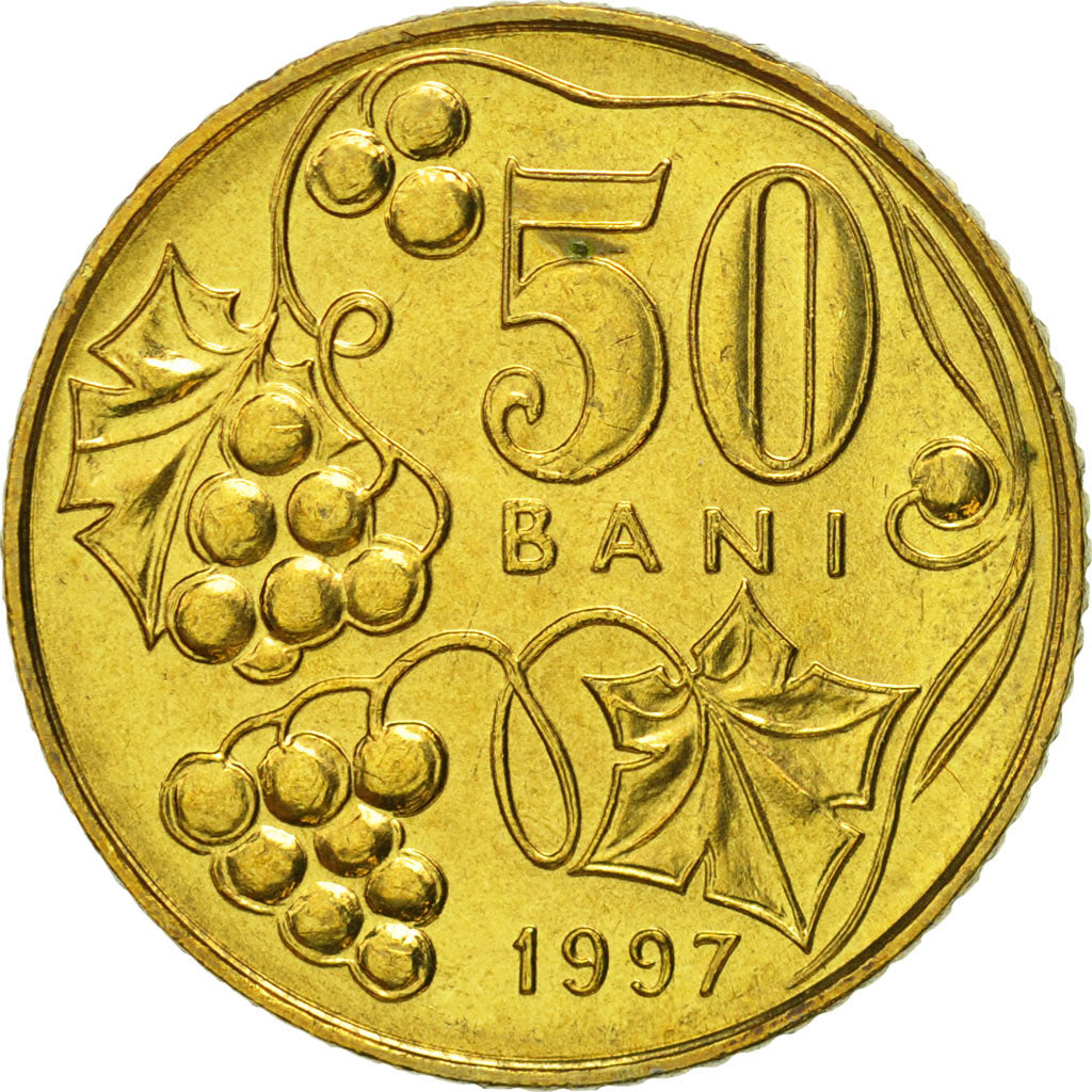 Moldova, 50 Bani, 1997, MS(65-70), Brass Clad Steel, KM:10
