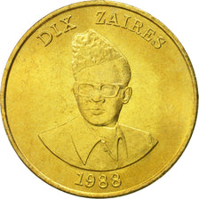 Zaire, 10 Zaïres, 1988, MS(65-70), Brass, KM:19