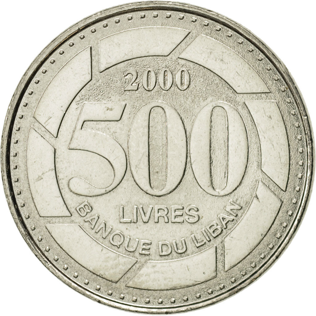 Coin, Lebanon, 500 Livres, 2000, MS(65-70), Nickel plated steel, KM:39