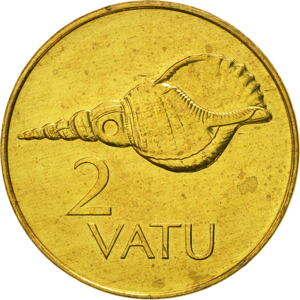 Coin, Vanuatu, 2 Vatu, 2002, British Royal Mint, MS(65-70), Nickel-brass, KM:4