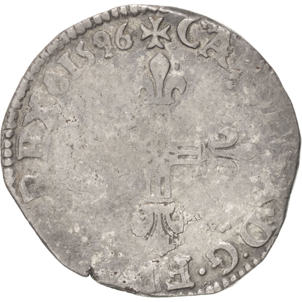 Francia, 1/4 Ecu, 1596, Dinan, MB, Argento, Sombart:4670
