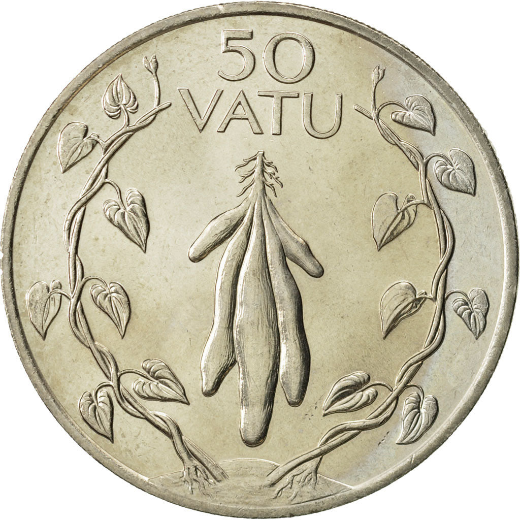 Coin, Vanuatu, 50 Vatu, 1990, British Royal Mint, MS(65-70), Copper-nickel, KM:8