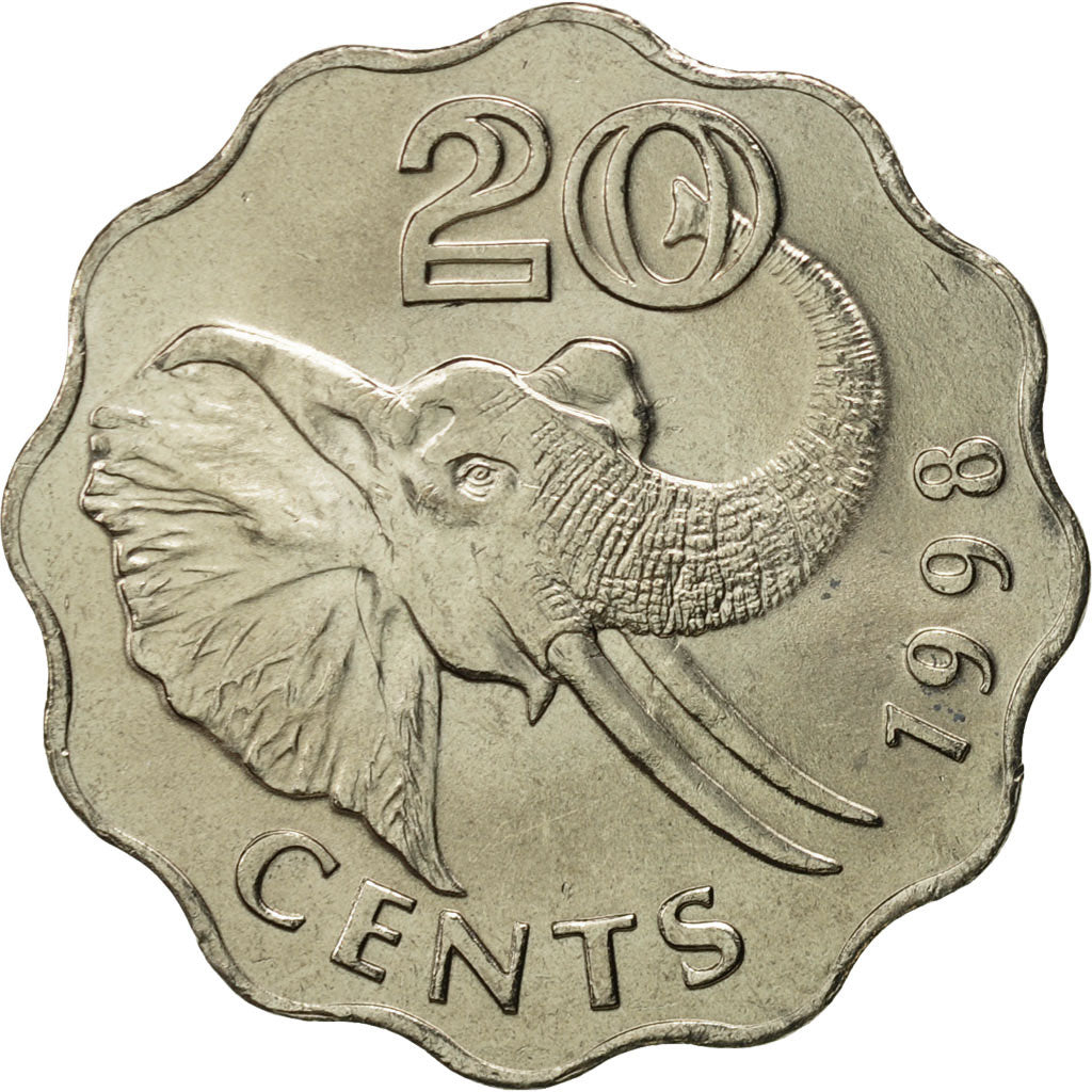 Swaziland, King Msawati III, 20 Cents, 1998, British Royal Mint, MS(65-70)