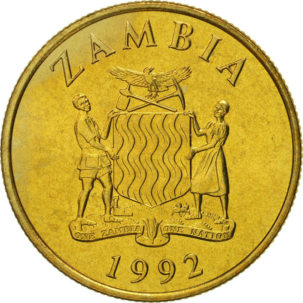 Zambia, 10 Kwacha, 1992, British Royal Mint, MS(65-70), Brass, KM:32