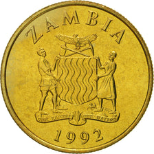 Zambia, 10 Kwacha, 1992, British Royal Mint, MS(65-70), Brass, KM:32