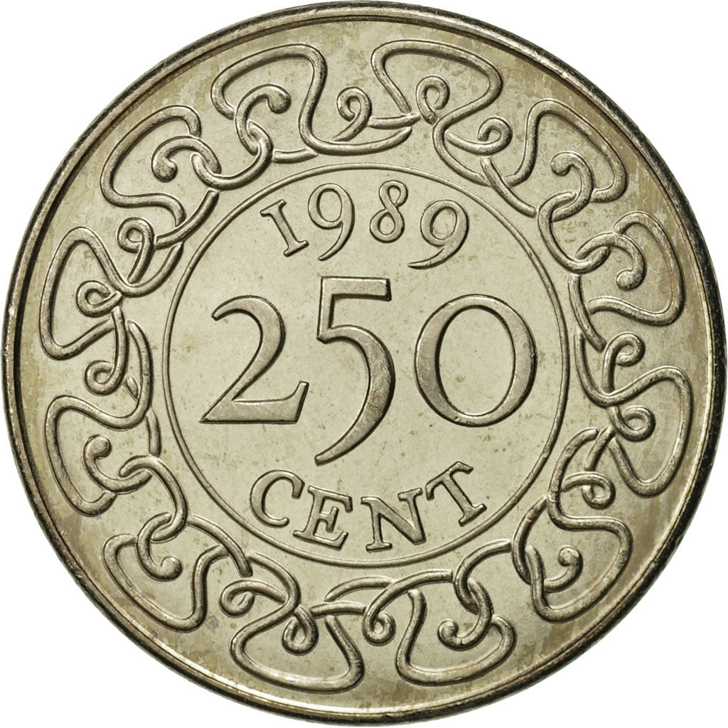 Surinam, 250 Cents, 1989, MS(65-70), Copper-nickel, KM:24