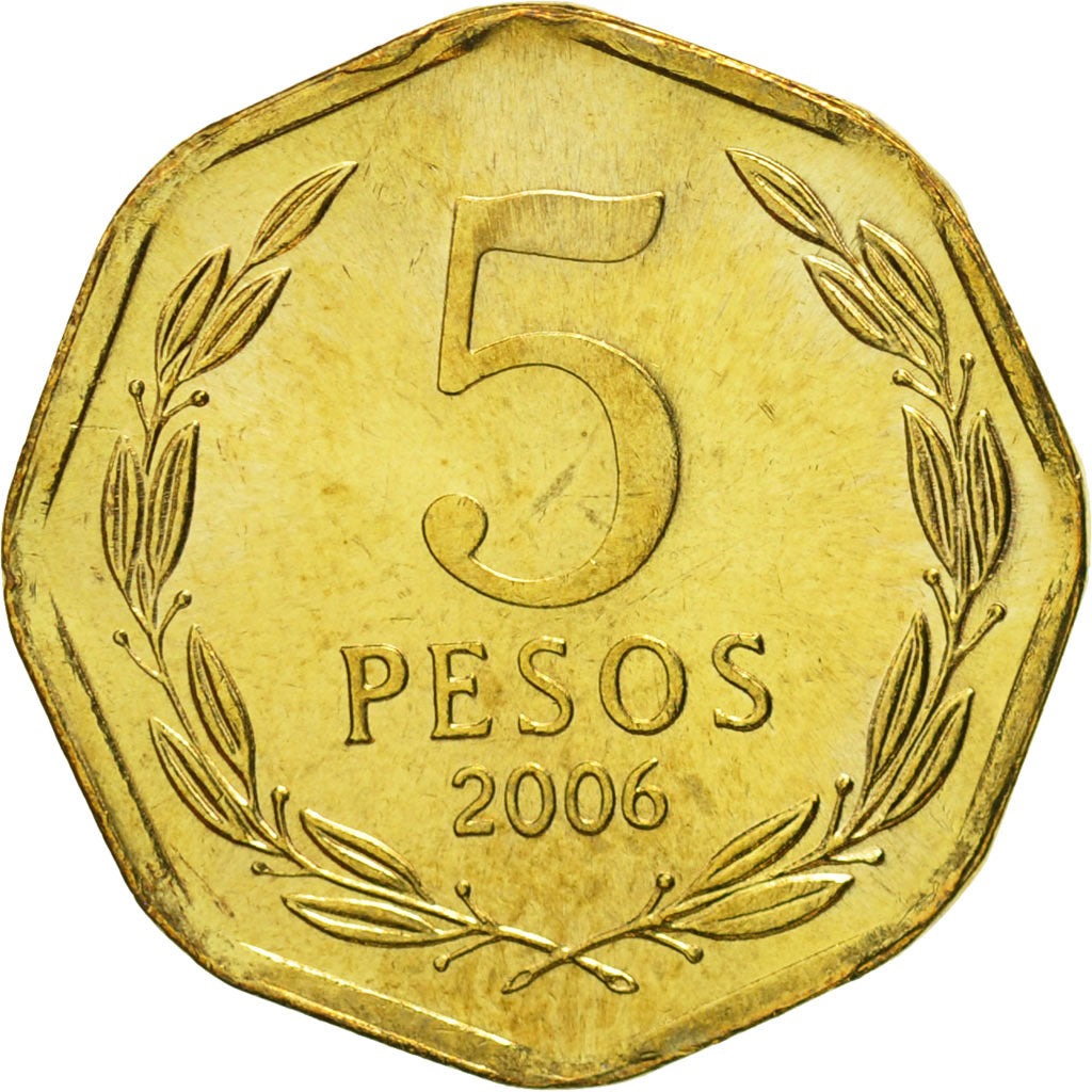 Chile, 5 Pesos, 2006, Santiago, MS(65-70), Aluminum-Bronze, KM:232